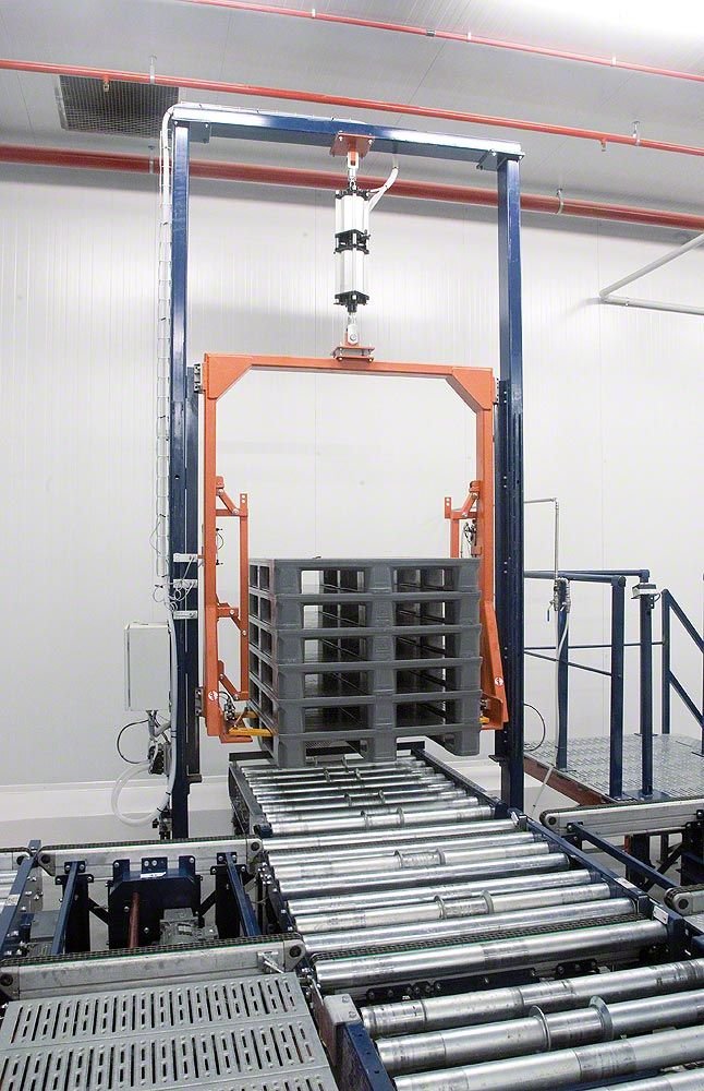 Sistema de conveyor y manejo de pallets durante puesta en marcha